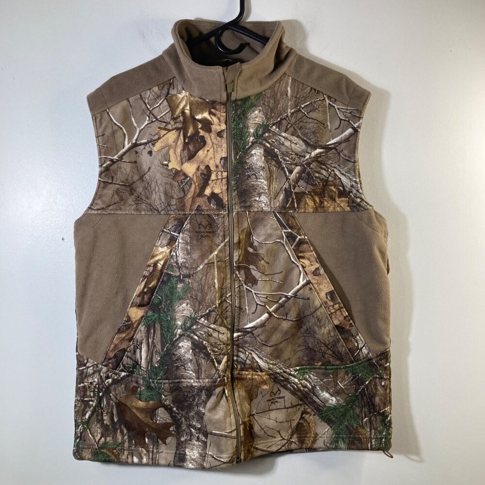 Mens Redhead Realtree Camo Vest Heavy Polyester‎ Full Zip Brown Green L